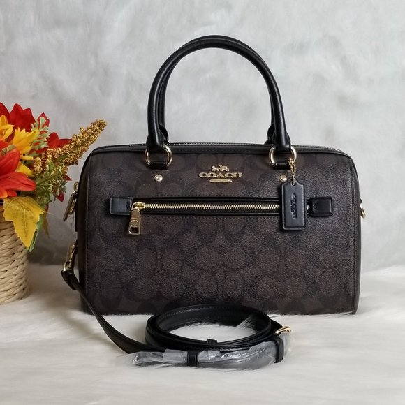 COACH ROWAN SATCHEL IN SIGNATURE CANVAS - Picture 1 of 8